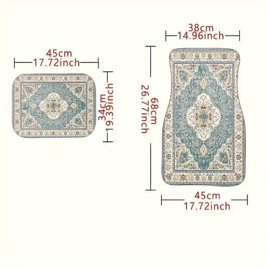 4pcs Vintage European Pattern Car Floor Mats
