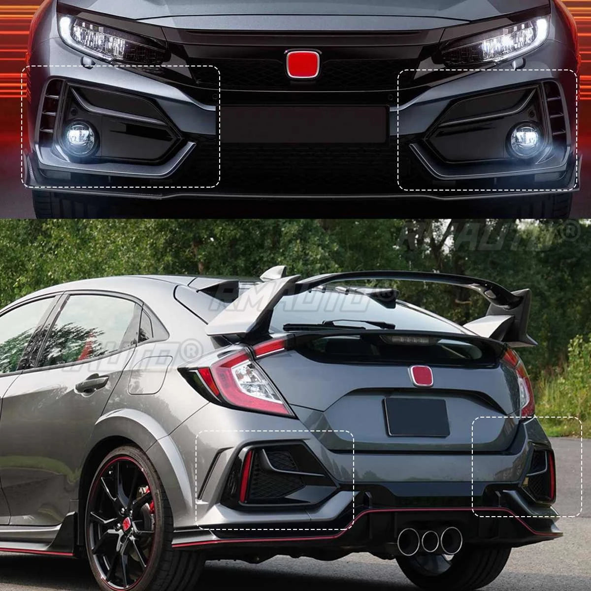 Civic Hatchback Black Fog Grilles 2016/2021