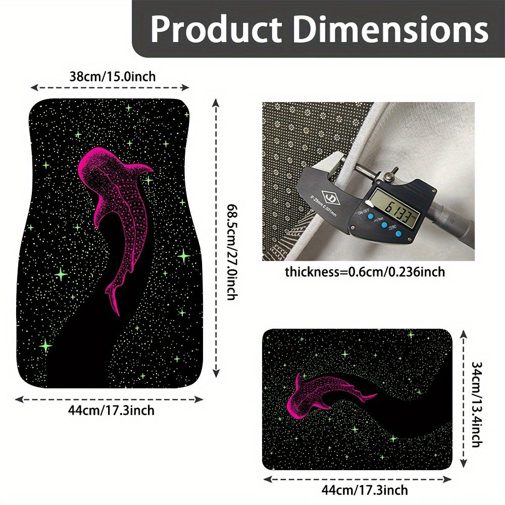 2/4pcs UV Reactive Whale Pattern Car Floor Mats