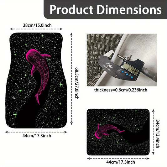 2/4pcs UV Reactive Whale Pattern Car Floor Mats