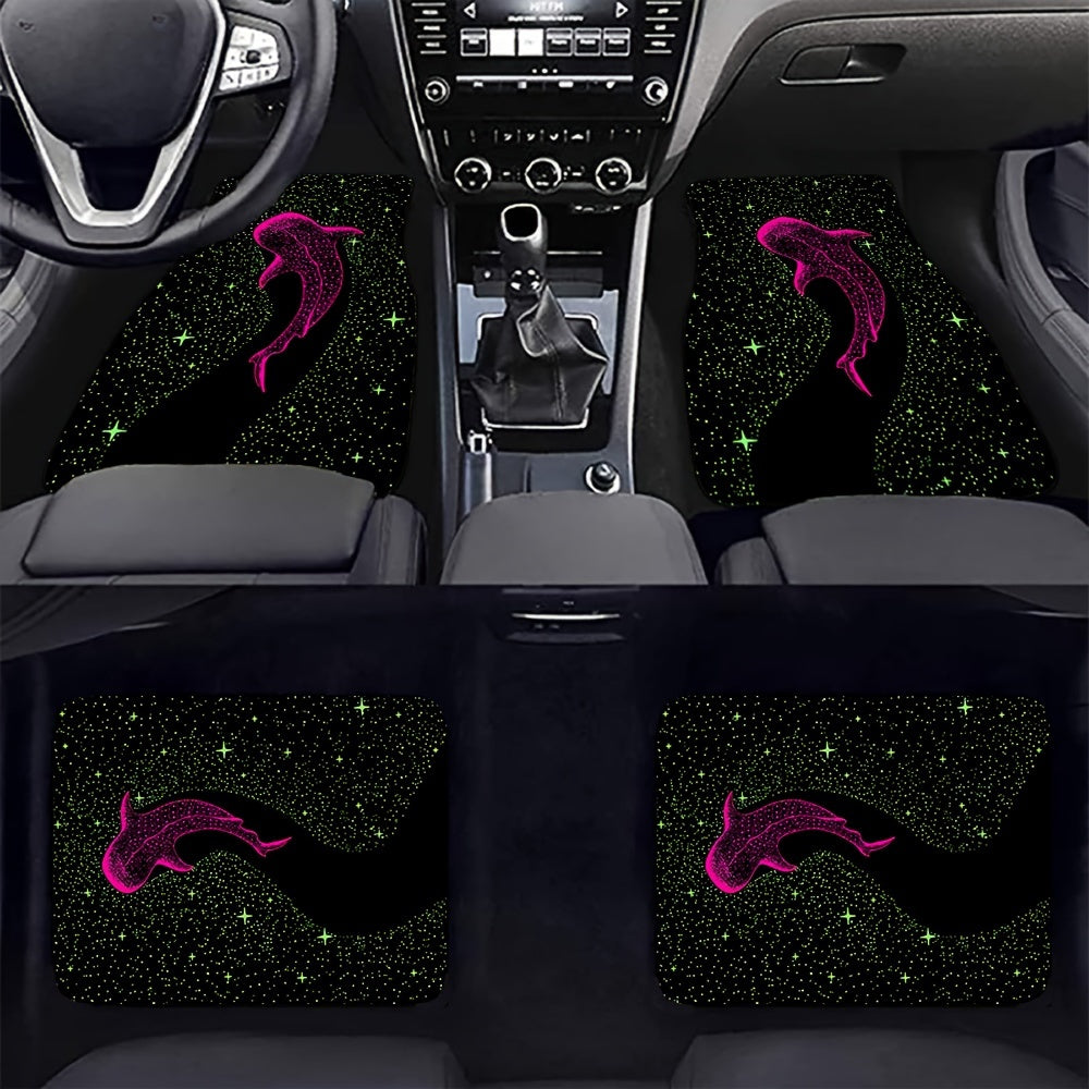 2/4pcs UV Reactive Whale Pattern Car Floor Mats