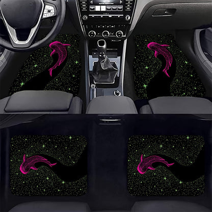 2/4pcs UV Reactive Whale Pattern Car Floor Mats