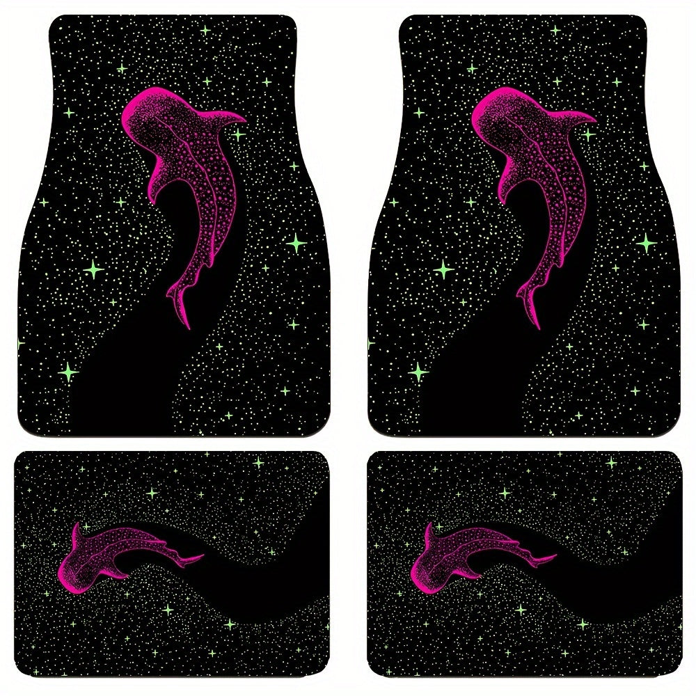 2/4pcs UV Reactive Whale Pattern Car Floor Mats