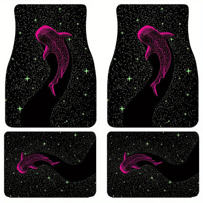 2/4pcs UV Reactive Whale Pattern Car Floor Mats