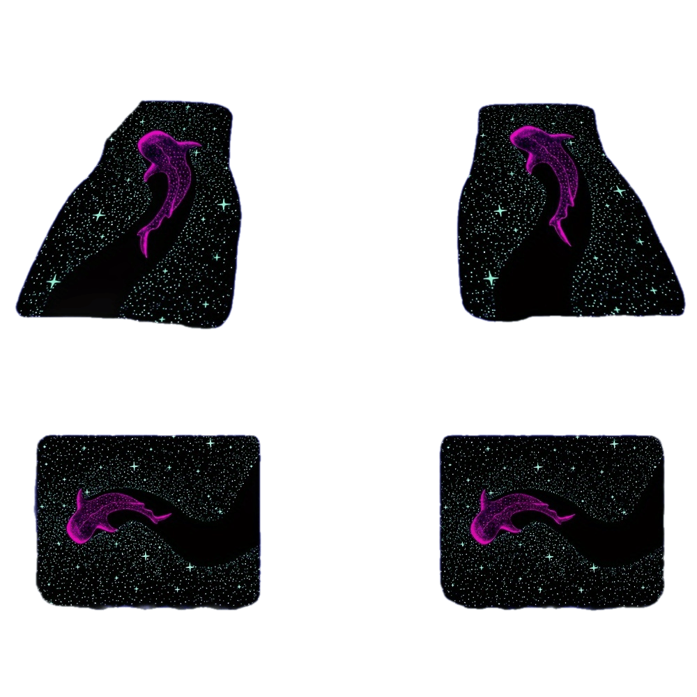 2/4pcs UV Reactive Whale Pattern Car Floor Mats