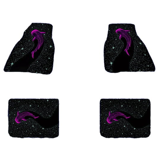 2/4pcs UV Reactive Whale Pattern Car Floor Mats