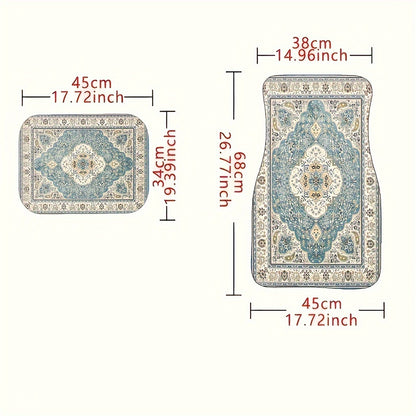 4pcs Vintage European Pattern Car Floor Mats