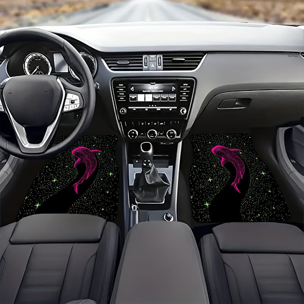 2/4pcs UV Reactive Whale Pattern Car Floor Mats