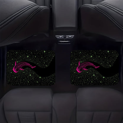 2/4pcs UV Reactive Whale Pattern Car Floor Mats