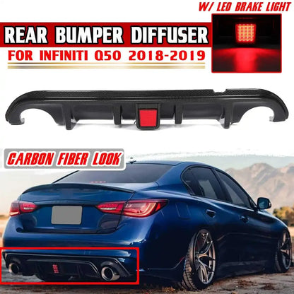 Rear Bumper Diffuser with LED Brake Light for Infiniti Q50 (2018–2019)