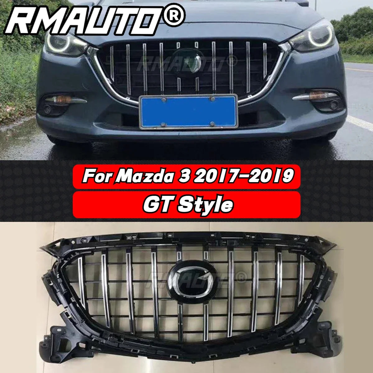 For Mazda 3 Axela 2014-2016 Front Bumper Grille Racing Grill Honeycomb Diamond Style Body Kit for Mazda 3 Axela Car Accessories