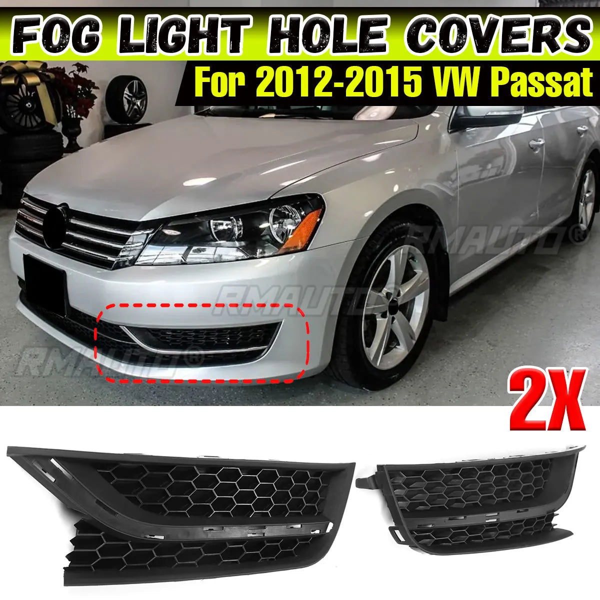 Fog Light Grille Covers for Volkswagen Passat 2012–2015 – Pair