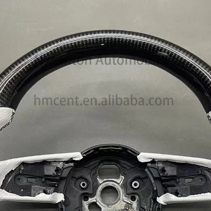 Audi A3 / A4 / A5 / A6 / Q3 / Q5 / A7 White Leather & Carbon Fiber Steering Wheel