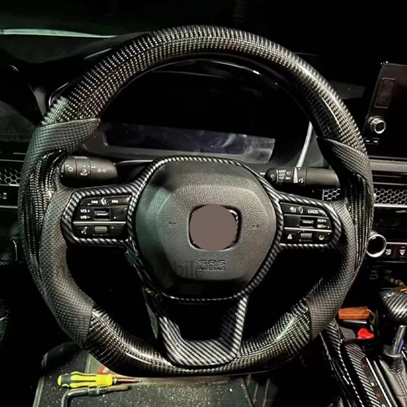 Honda Civic 11th Gen Carbon Fiber Steering Wheel – Perforated Leather Edition