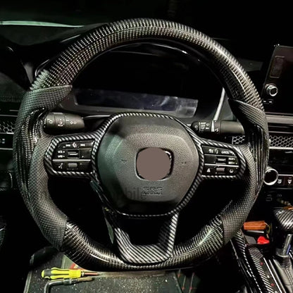 Honda Civic 11th Gen Carbon Fiber Steering Wheel – Perforated Leather Edition