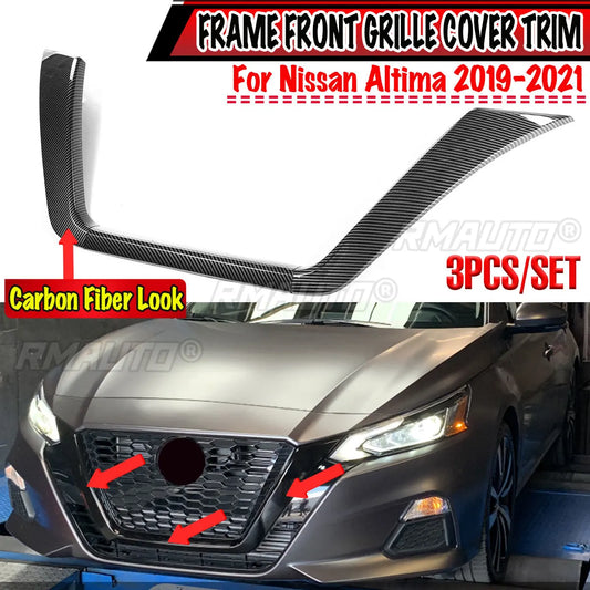 Front Grille Frame Trim Covers for Nissan Altima 2019–2021 – Carbon Look