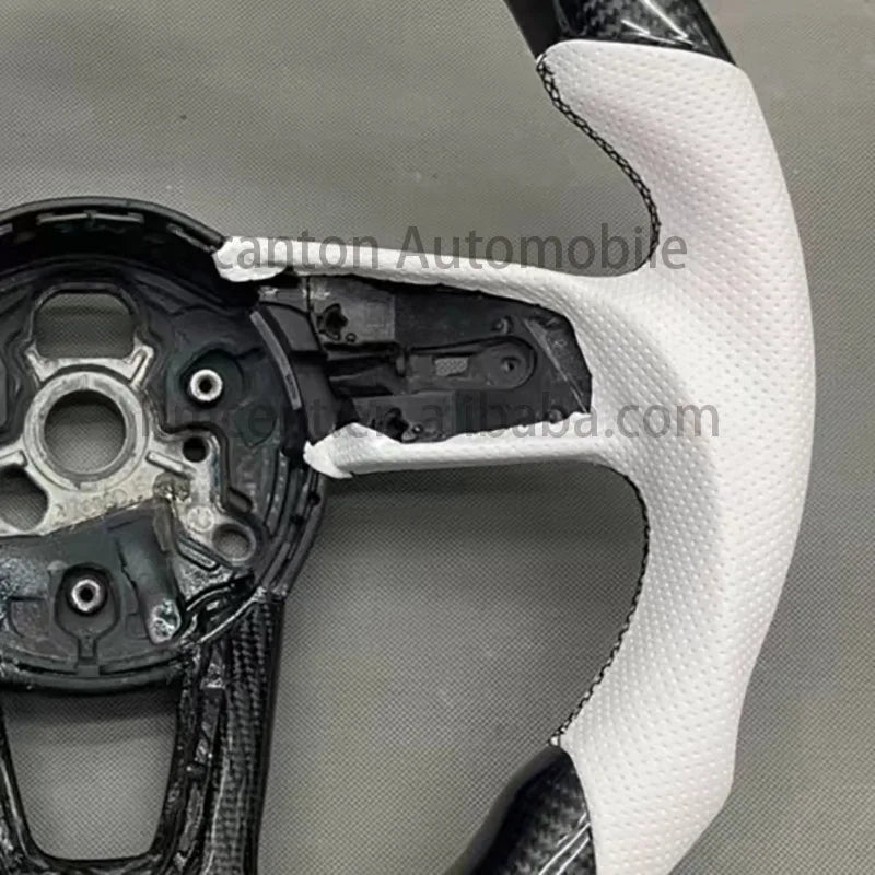Audi A3 / A4 / A5 / A6 / Q3 / Q5 / A7 White Leather & Carbon Fiber Steering Wheel