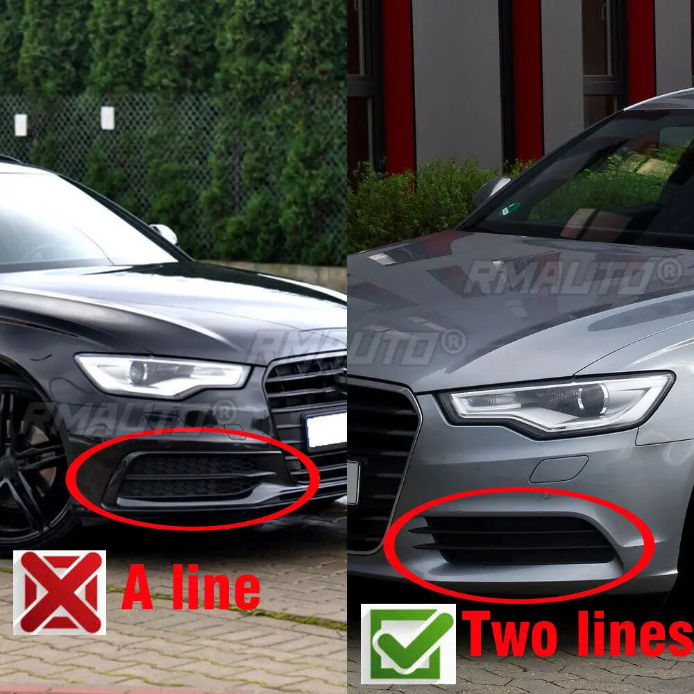Front Fog Light Grille Covers for Audi A6 C7 (2012–2015)