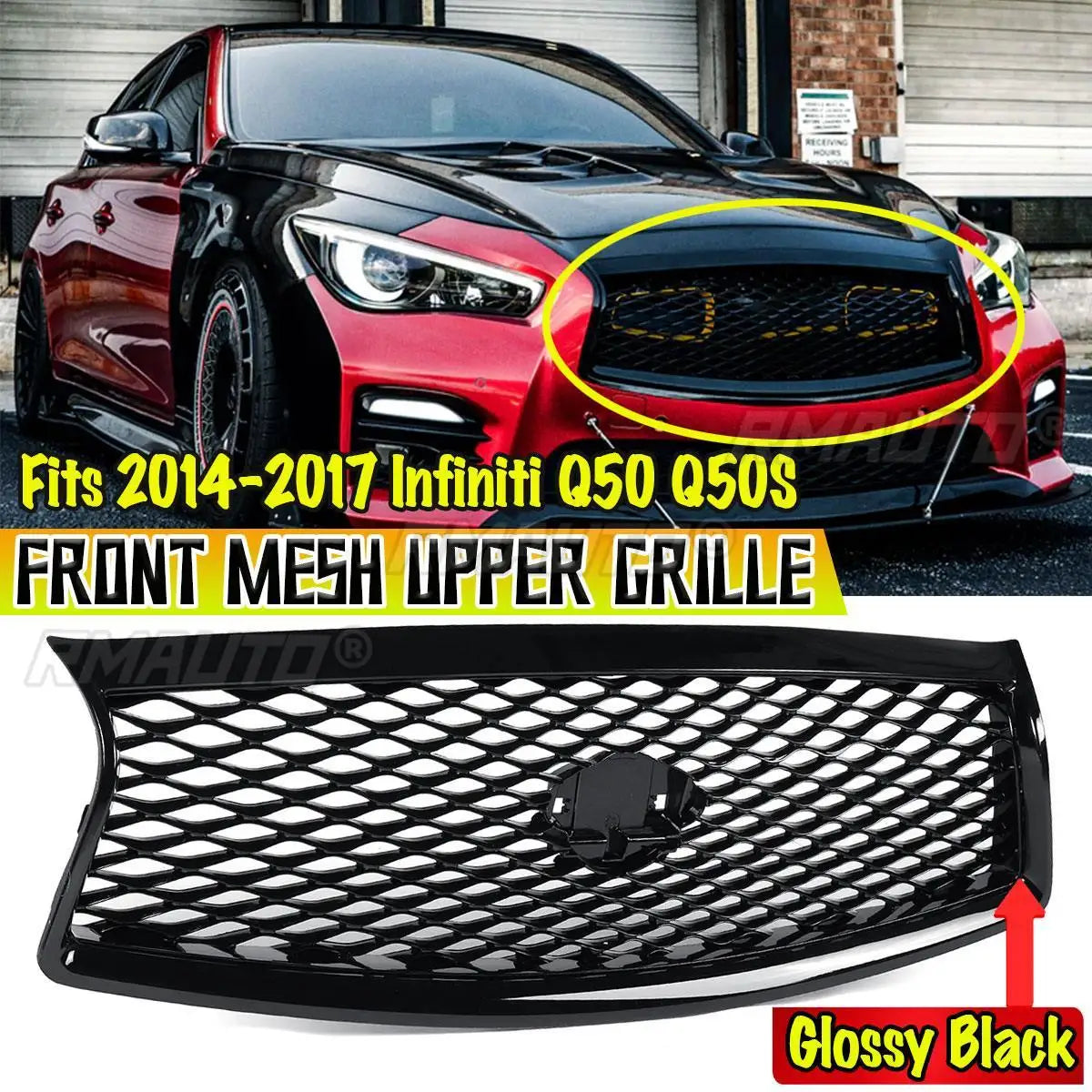 Front Center Mesh Grille for Infiniti Q50 / Q50S (2014–2022)