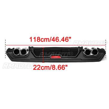Rear Bumper Diffuser with Dual Exhaust Tips for Honda Civic (2016–2018)