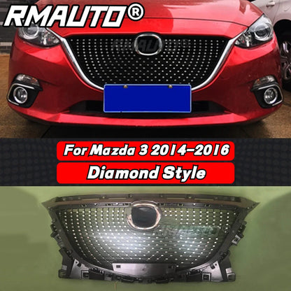 For Mazda 3 Axela 2014-2016 Front Bumper Grille Racing Grill Honeycomb Diamond Style Body Kit for Mazda 3 Axela Car Accessories
