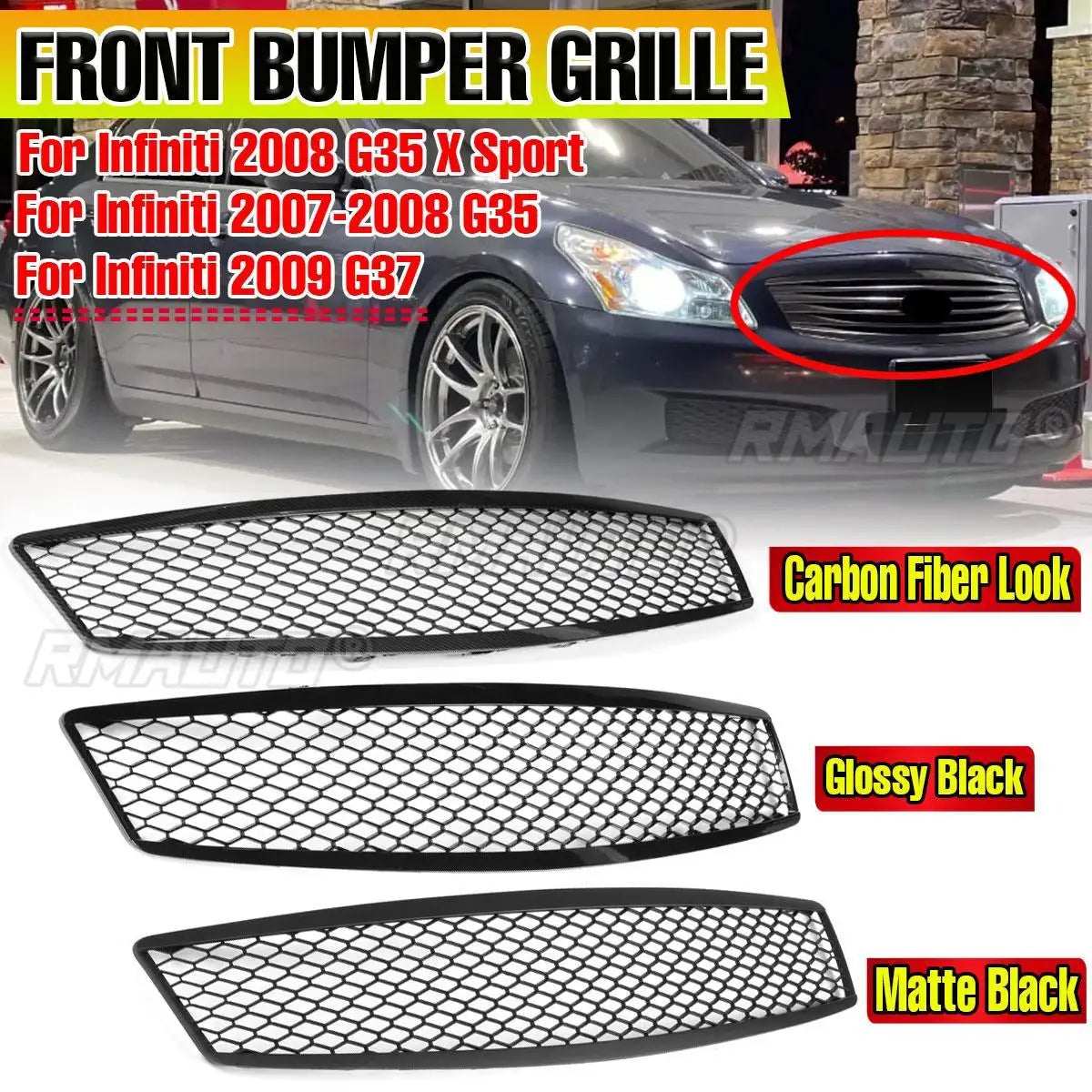 Honeycomb Front Center Grille for Infiniti G35 & G37 Sedan (2007–2009)