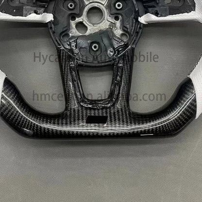 Audi A3 / A4 / A5 / A6 / Q3 / Q5 / A7 White Leather & Carbon Fiber Steering Wheel
