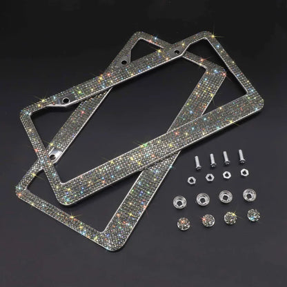 Luxury Crystal Rhinestone License Plate Frame – 2 Pack