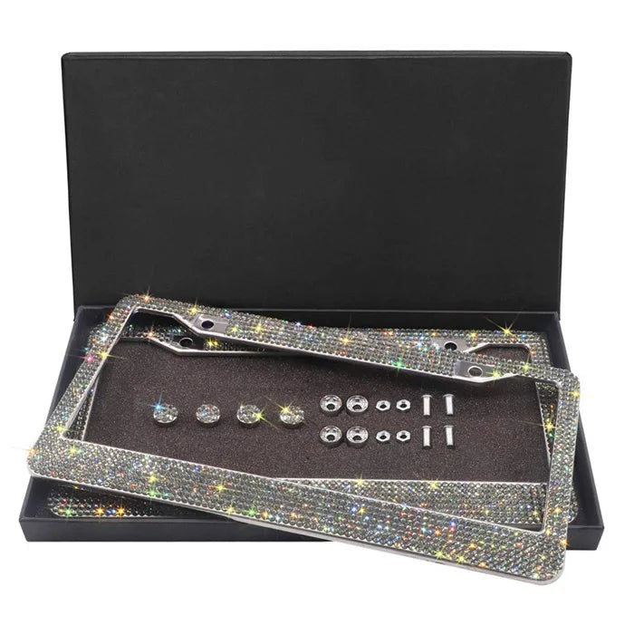 Luxury Crystal Rhinestone License Plate Frame – 2 Pack