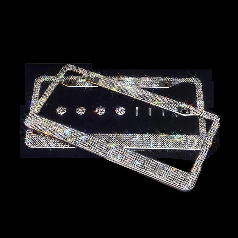 Luxury Crystal Rhinestone License Plate Frame – 2 Pack