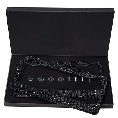Luxury Crystal Rhinestone License Plate Frame – 2 Pack