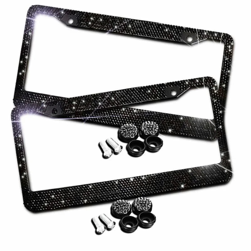 Luxury Crystal Rhinestone License Plate Frame – 2 Pack