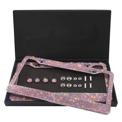 Luxury Crystal Rhinestone License Plate Frame – 2 Pack