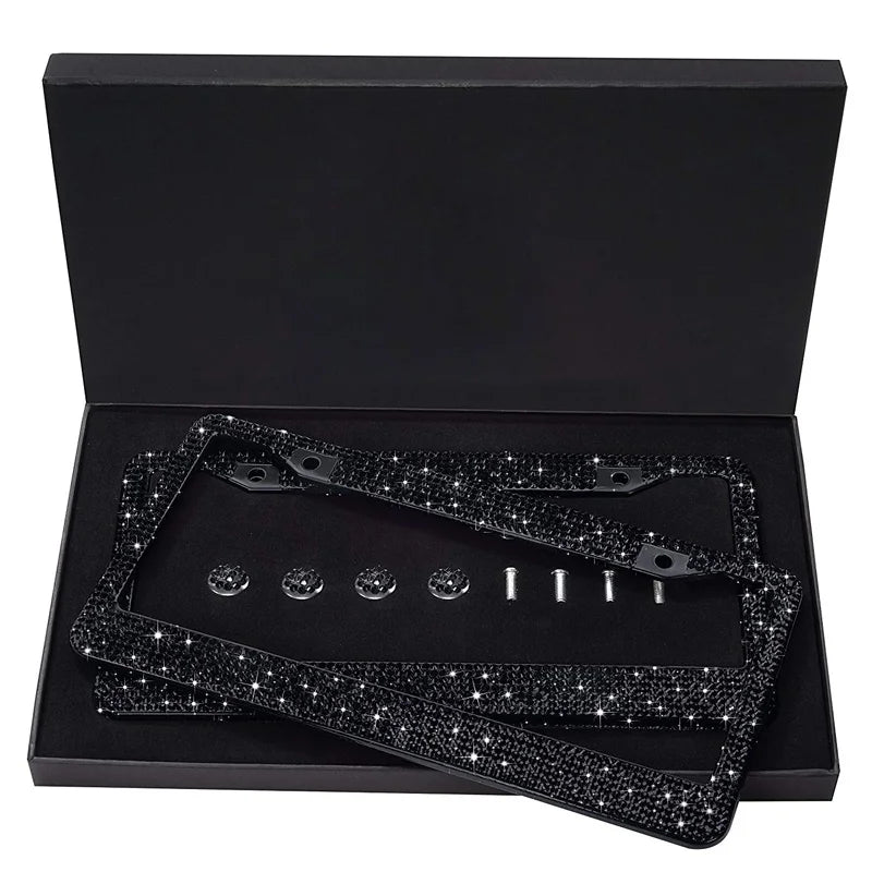 Luxury Crystal Rhinestone License Plate Frame – 2 Pack