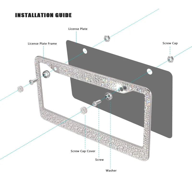 Luxury Crystal Rhinestone License Plate Frame – 2 Pack