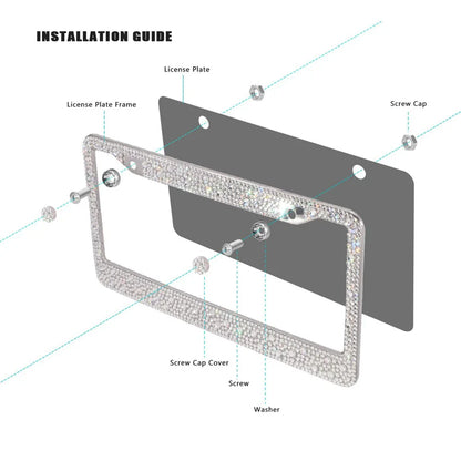 Luxury Crystal Rhinestone License Plate Frame – 2 Pack