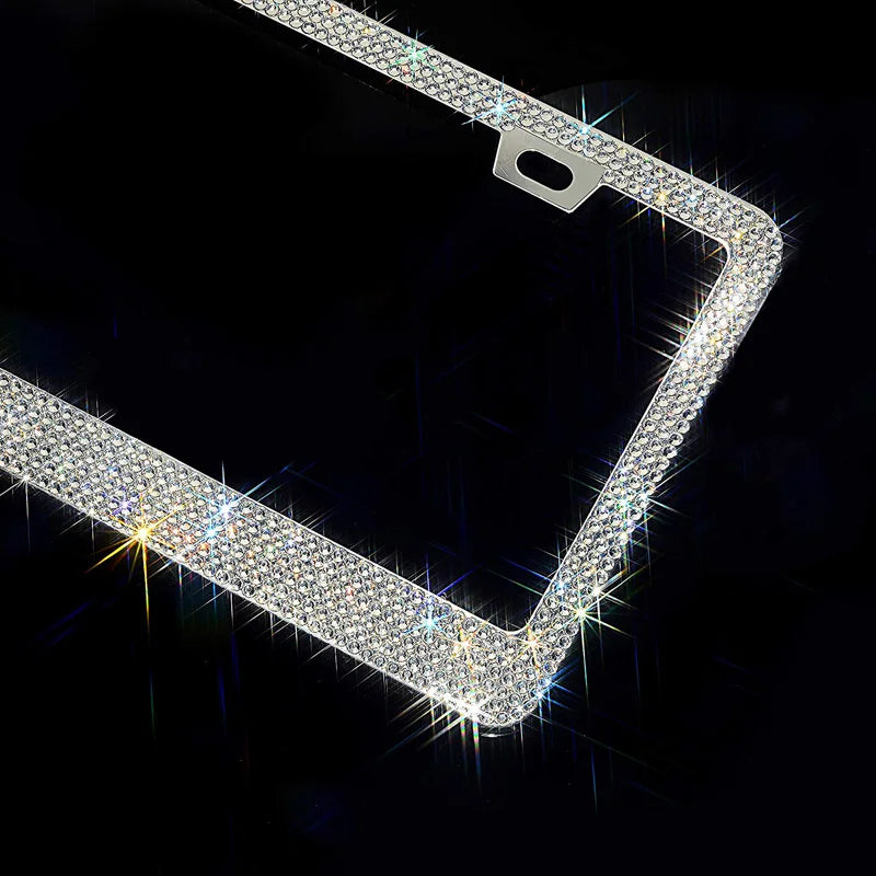 Luxury Crystal Rhinestone License Plate Frame – 2 Pack