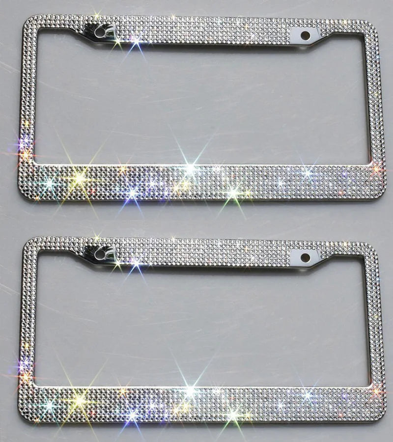 Luxury Crystal Rhinestone License Plate Frame – 2 Pack