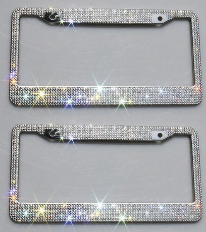 Luxury Crystal Rhinestone License Plate Frame – 2 Pack