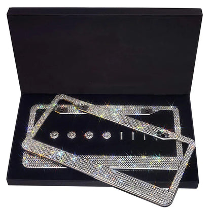 Luxury Crystal Rhinestone License Plate Frame – 2 Pack