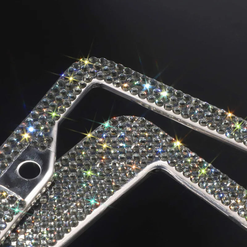 Luxury Crystal Rhinestone License Plate Frame – 2 Pack