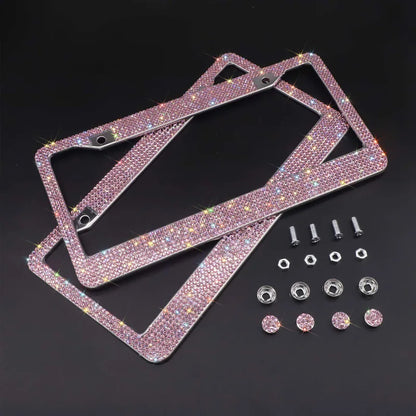 Luxury Crystal Rhinestone License Plate Frame – 2 Pack