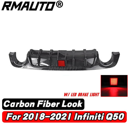 Rear Bumper Diffuser with LED Brake Light for Infiniti Q50 (2018–2019)
