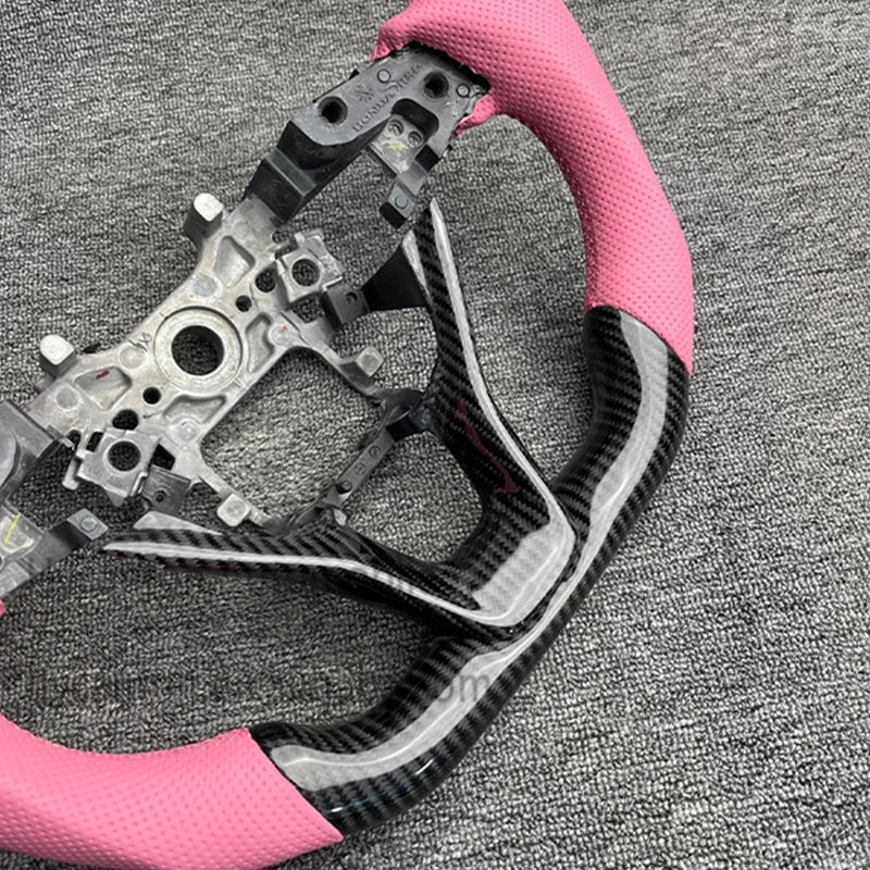 Honda Accord 10th Gen Carbon Fiber Steering Wheel – Pink Leather Edition