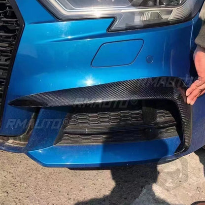 2Pcs Carbon Fiber Front Bumper Vent Fender Splitter Air Intake Decoration Cover Trim for Audi A3 A4 S3 S4 2017 2018 2019