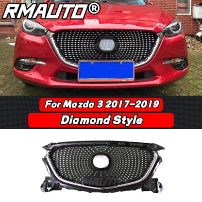 For Mazda 3 Axela 2014-2016 Front Bumper Grille Racing Grill Honeycomb Diamond Style Body Kit for Mazda 3 Axela Car Accessories