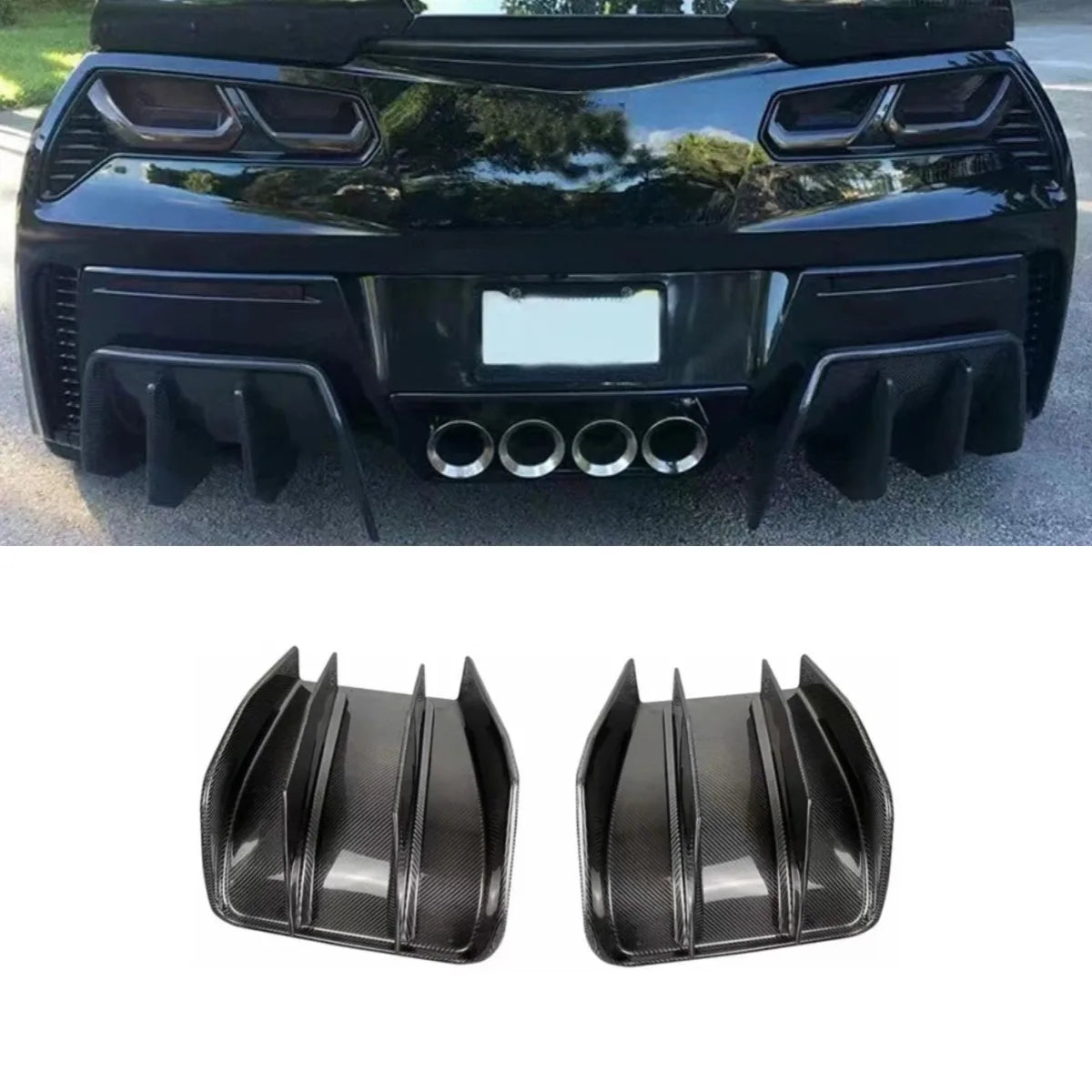 Carbon Fiber Rear Bumper Lip Splitters – Corvette C7 (2014–2019)