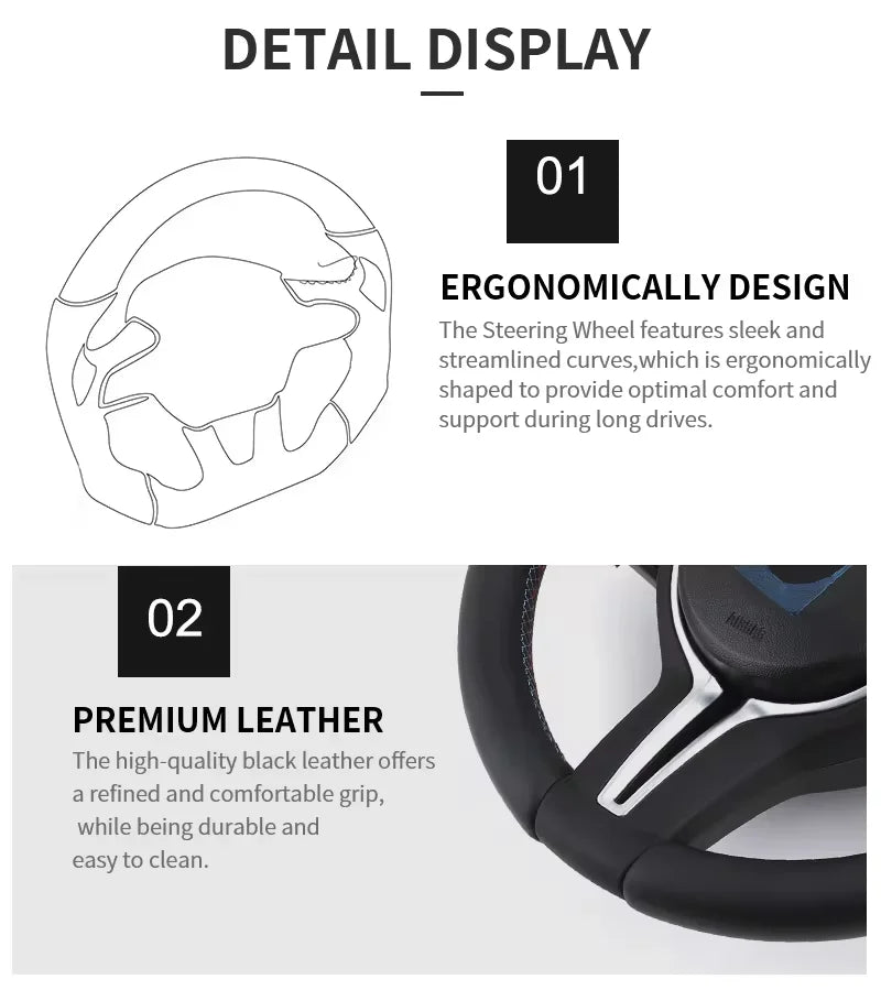 BMW F-Series Performance Steering Wheel – Custom Leather Sport Upgrade (F01–F30, M3 / M5 / M6)