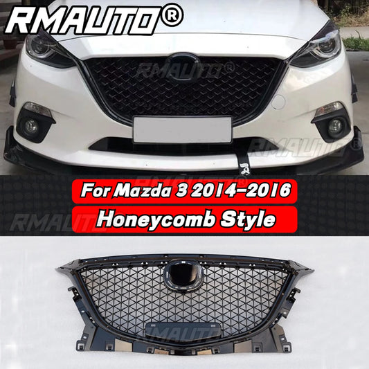 For Mazda 3 Axela 2014-2016 Front Bumper Grille Racing Grill Honeycomb Diamond Style Body Kit for Mazda 3 Axela Car Accessories