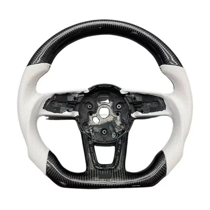Audi A3 / A4 / A5 / A6 / Q3 / Q5 / A7 White Leather & Carbon Fiber Steering Wheel